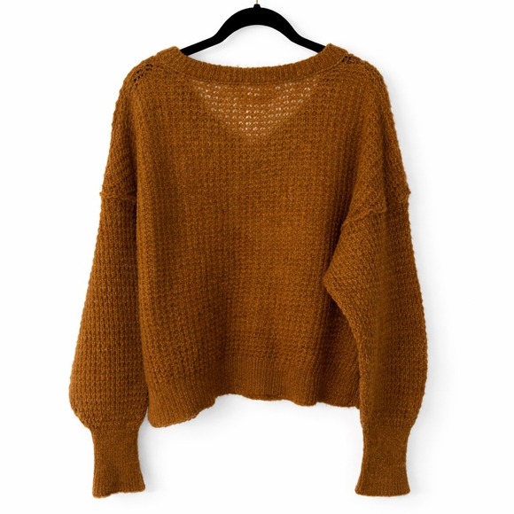 Free People Women's Lulu Oversized Knit Sweater Ginger Brown Wool Alpaca Size M - Picture 3 of 9